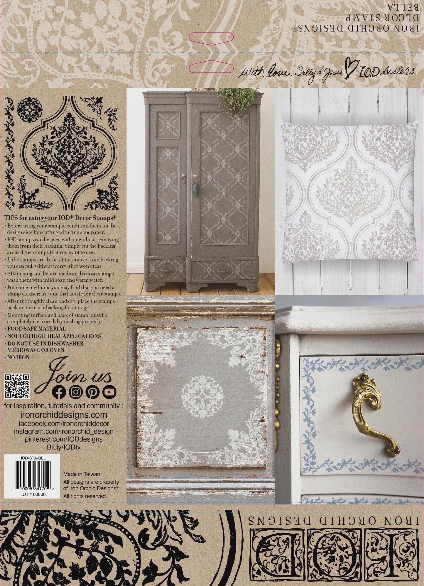 Bella 12x12 IOD Decor Stamp by Iron Orchid Designs (Retired!)