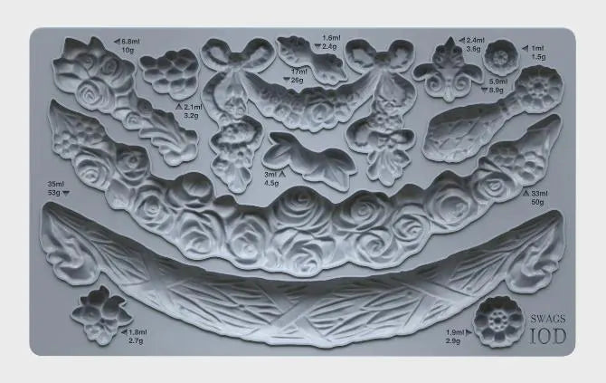 Swags 6x10 IOD Mould by Iron Orchid Designs