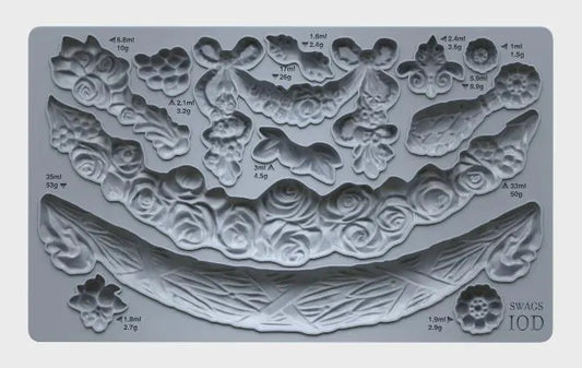 Swags 6x10 IOD Mould by Iron Orchid Designs