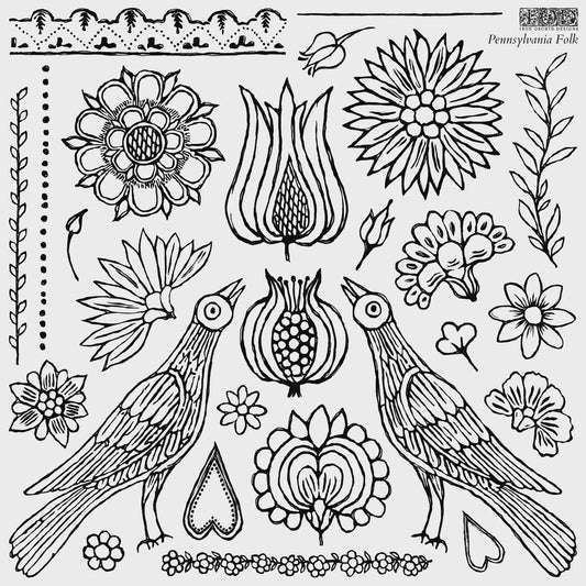 Pennsylvania Folk 12x12 IOD Decor Stamp by Iron Orchid Designs (Retired!)