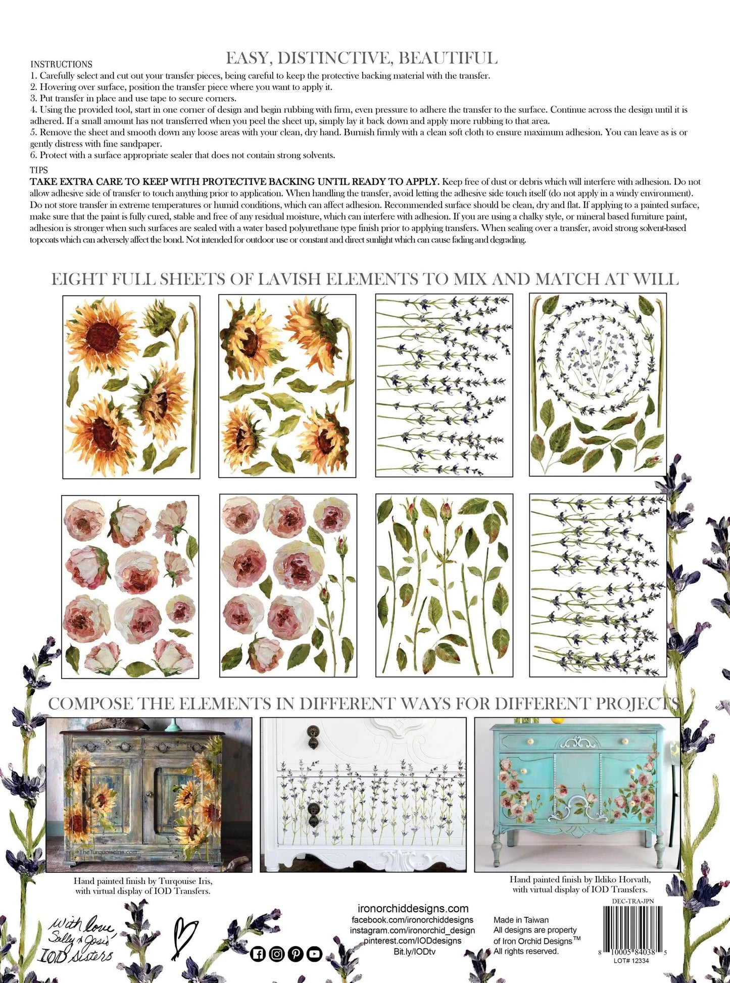 Painterly Florals IOD Transfer 12x16 Pad by Iron Orchid Designs