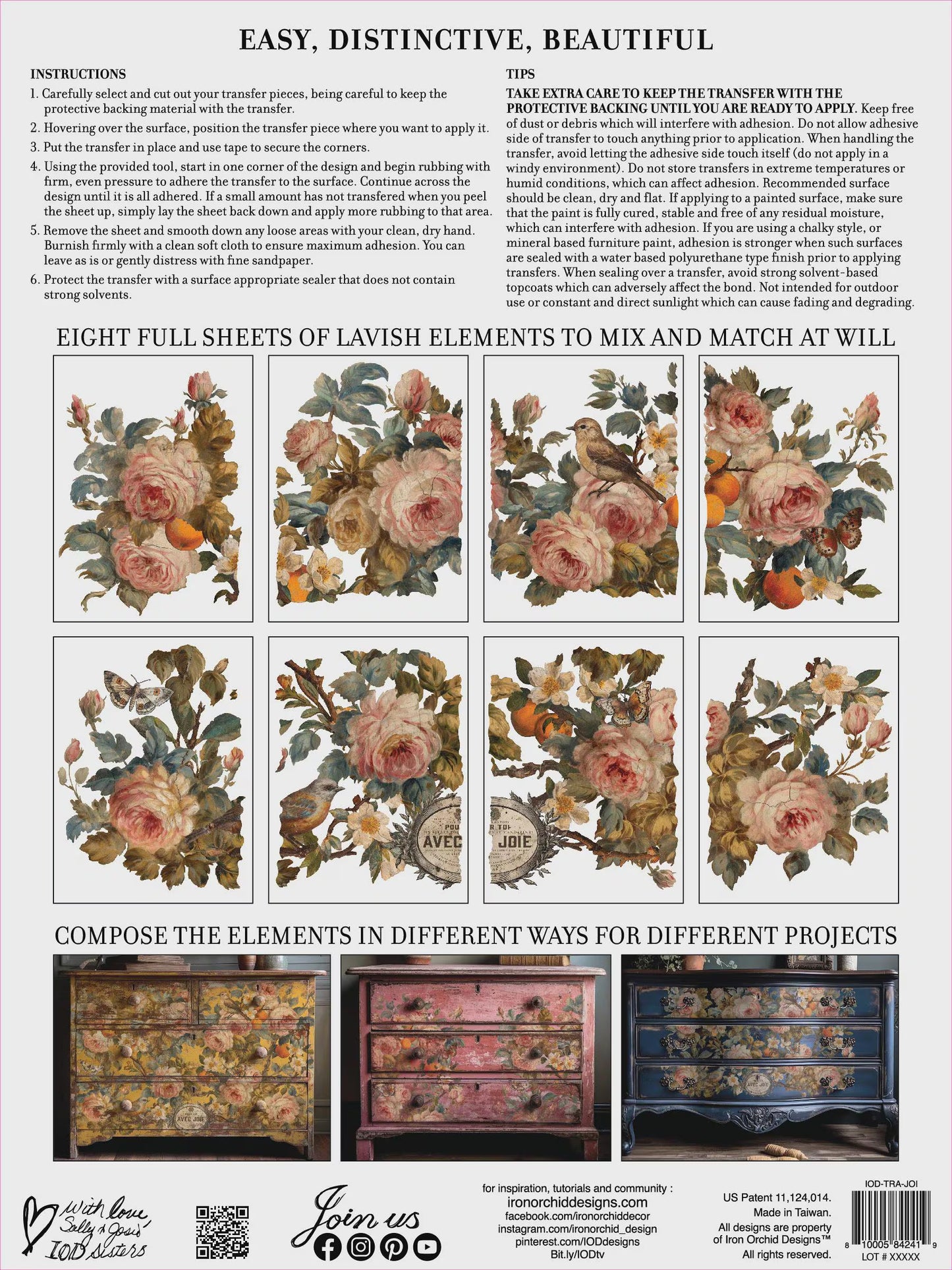 Joie Des Roses IOD Transfer 12x16 Pad by Iron Orchid Designs