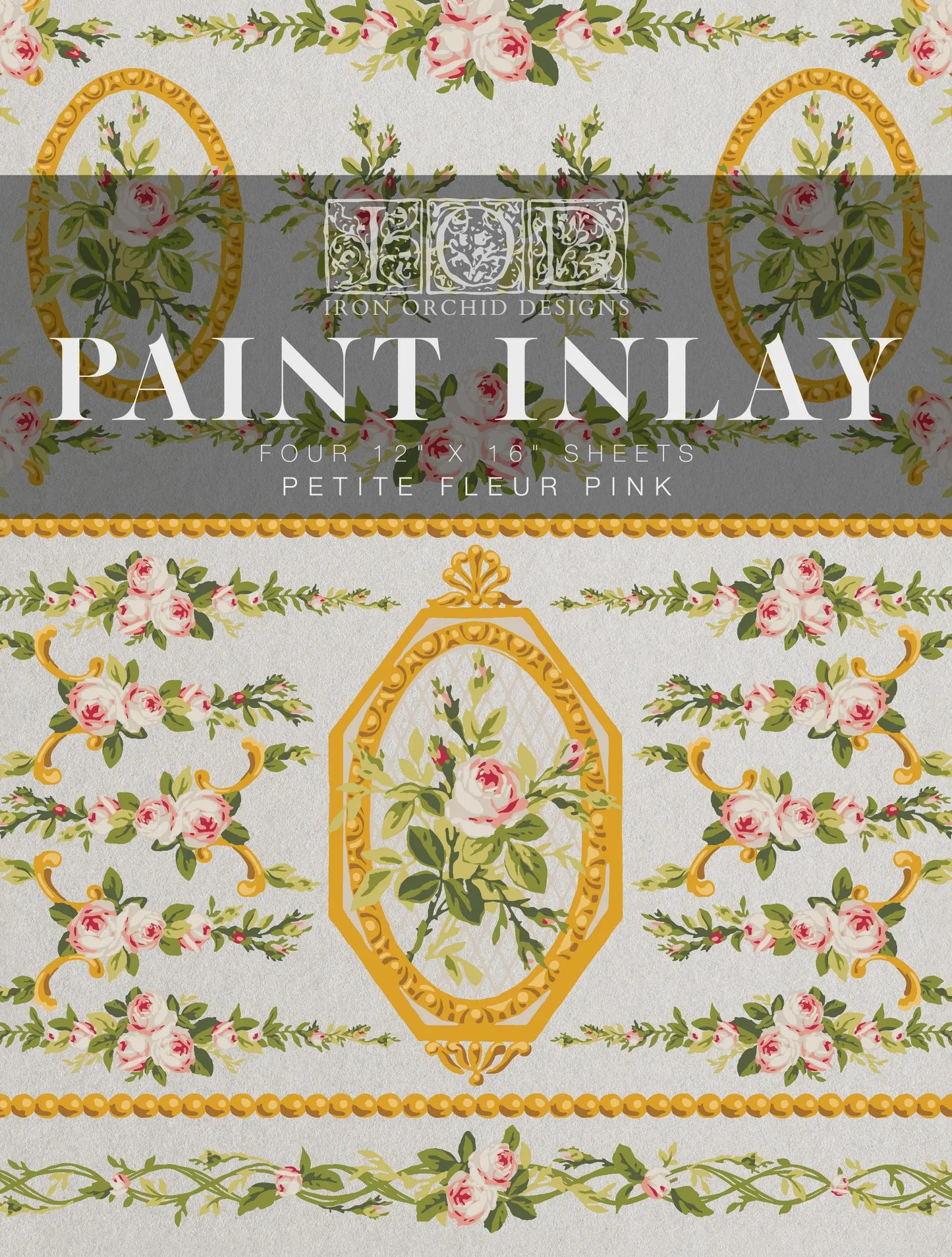 Petite Fleur Pink IOD Paint Inlay 12x16 Pad by Iron Orchid Designs