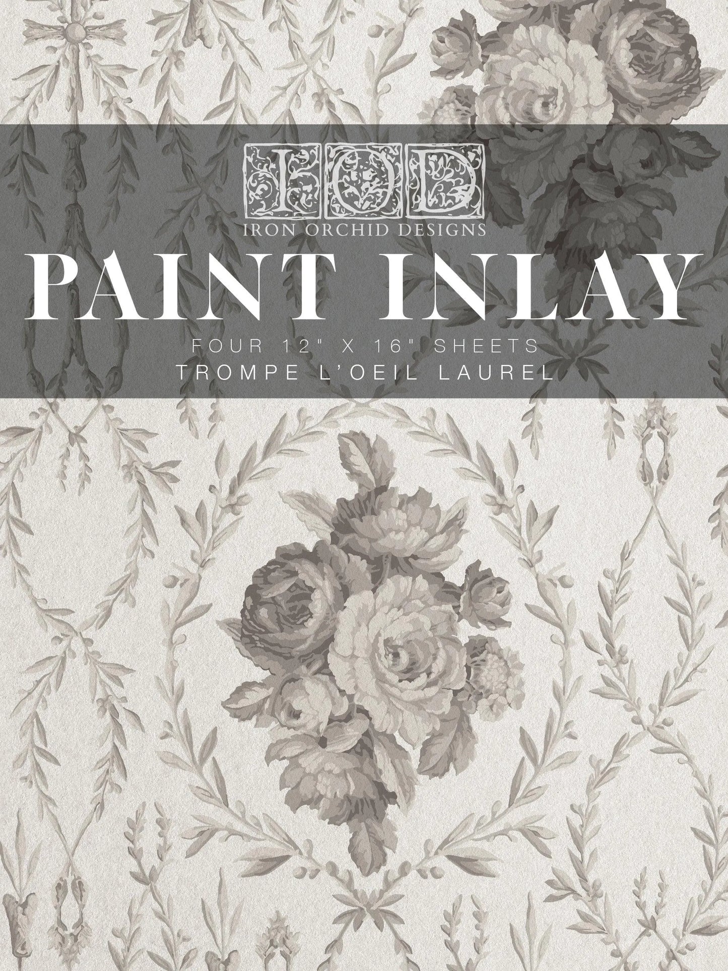 Trompe l'oeil Laurel IOD Paint Inlay 12x16 Pad by Iron Orchid Designs