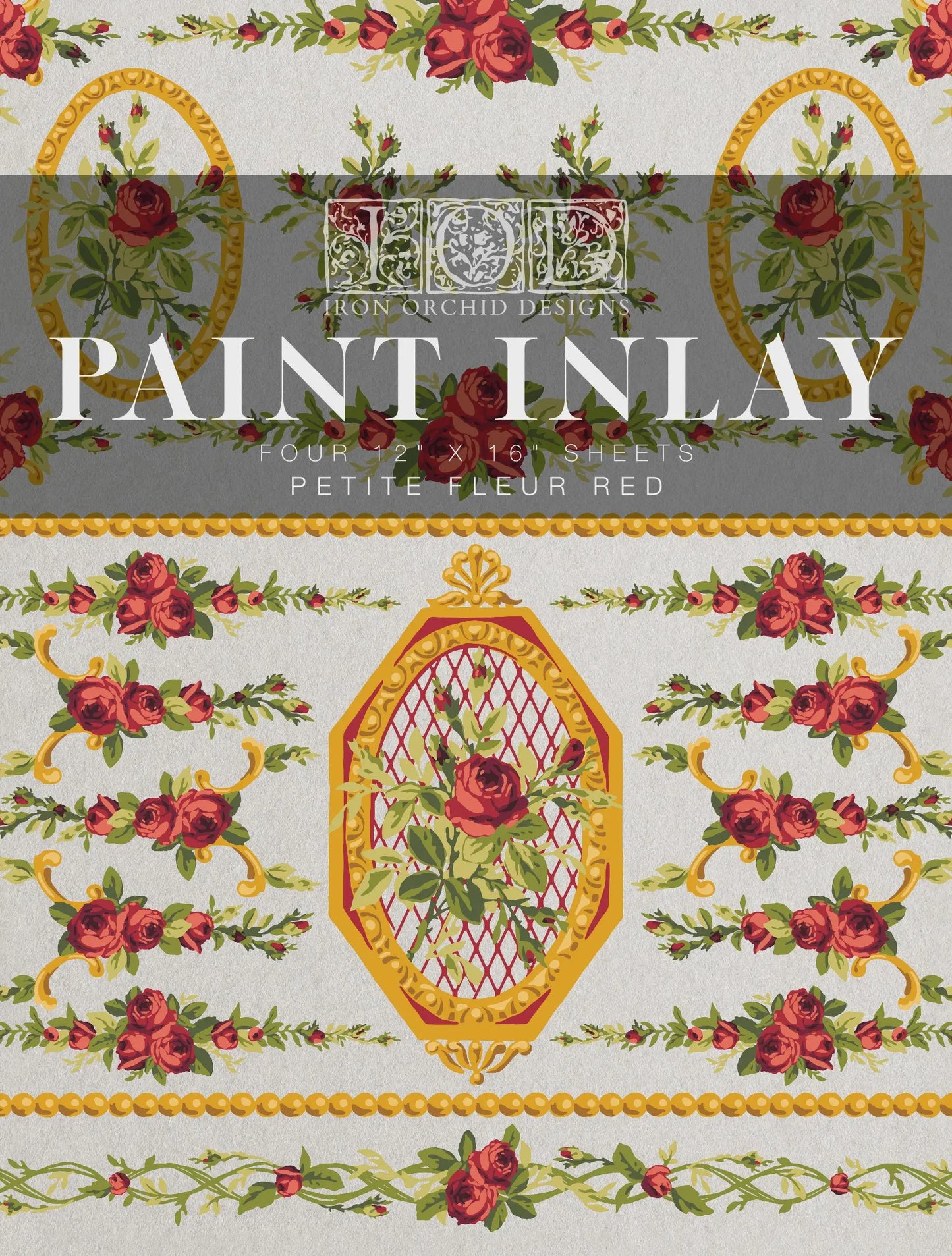 Petite Fleur Red IOD Paint Inlay 12x16 Pad by Iron Orchid Designs