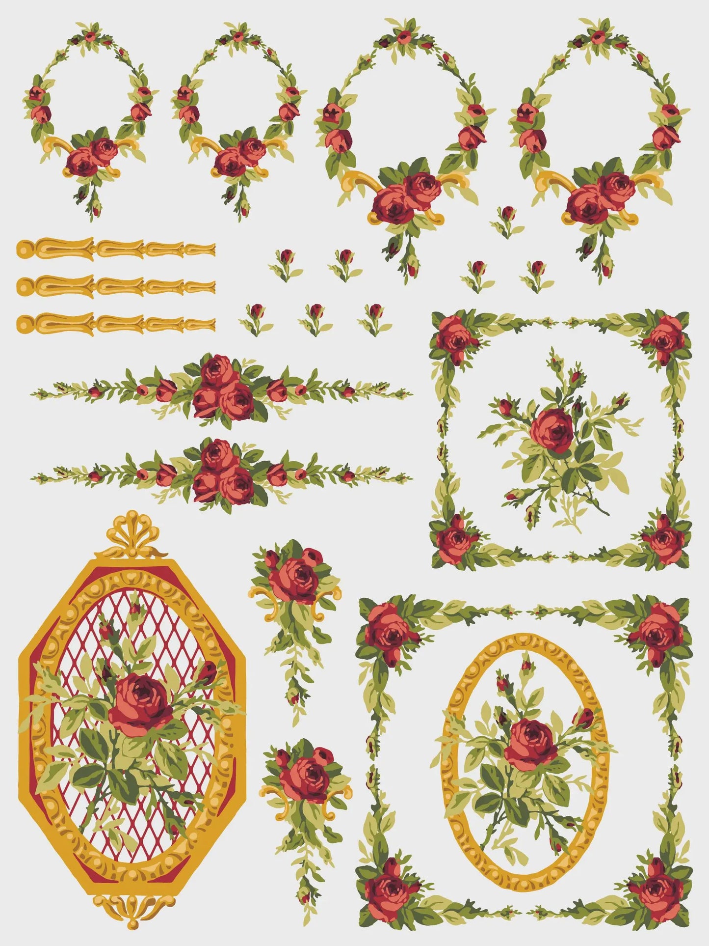 Petite Fleur Red IOD Paint Inlay 12x16 Pad by Iron Orchid Designs