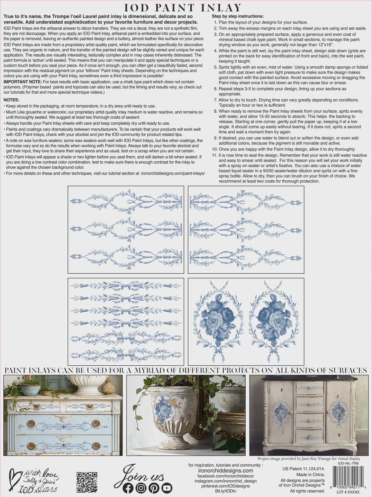 Trompe l'oeil Bleu IOD Paint Inlay 12x16 Pad by Iron Orchid Designs
