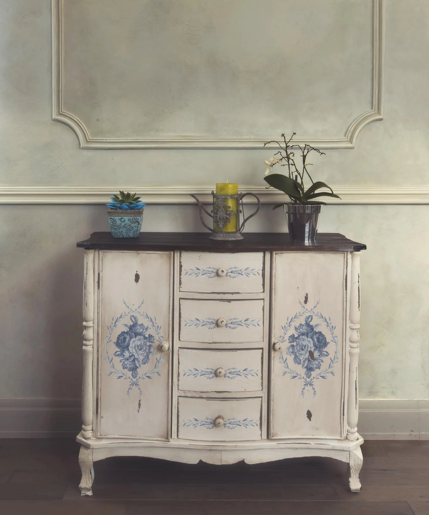 Trompe l'oeil Bleu IOD Paint Inlay 12x16 Pad by Iron Orchid Designs
