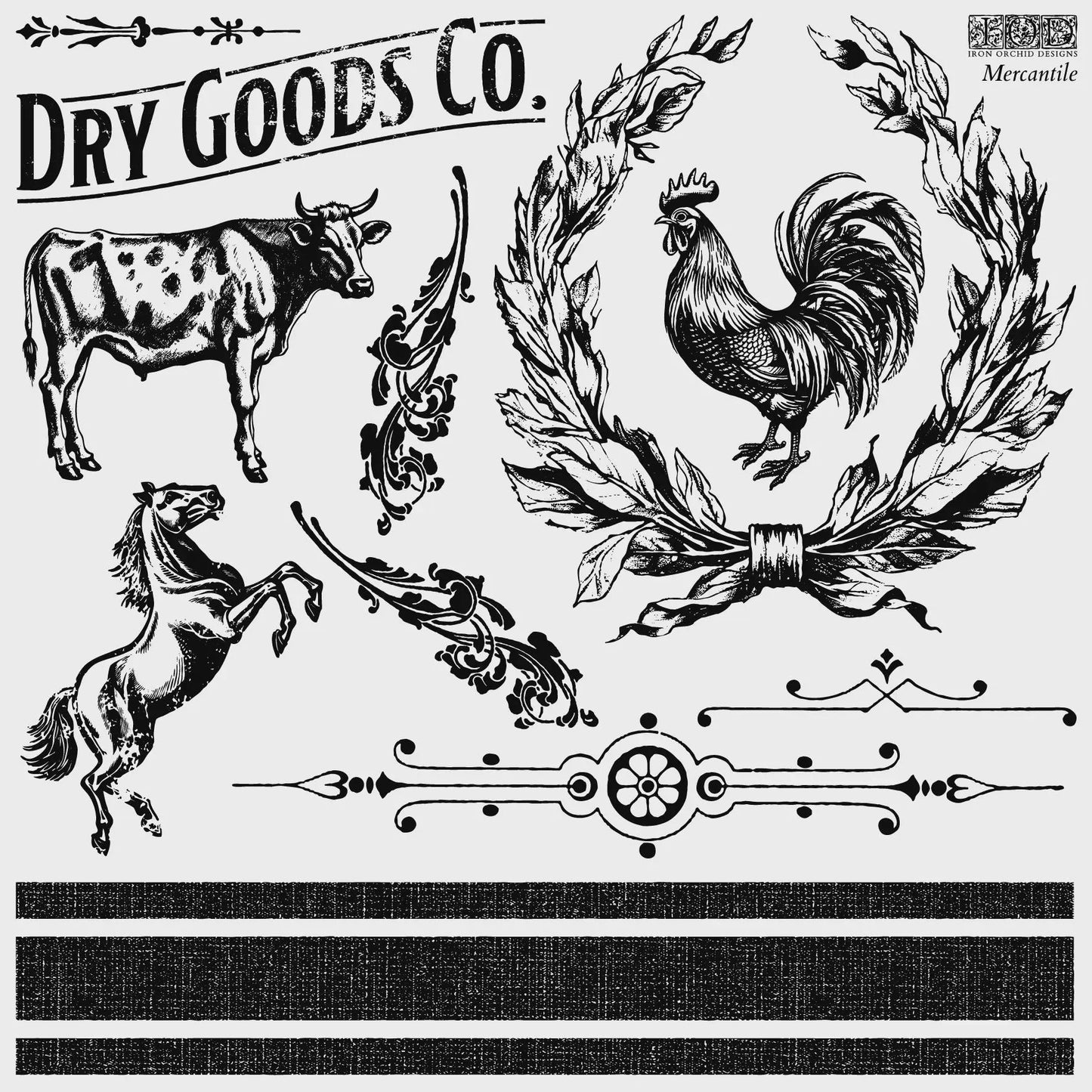 Mercantile 12x12 IOD Decor Stamp by Iron Orchid Designs