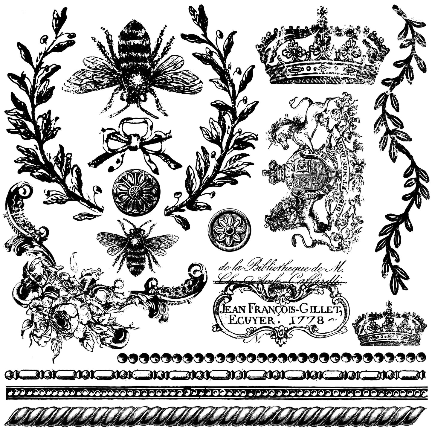 Queen Bee 12x12 IOD Decor Stamp by Iron Orchid Designs