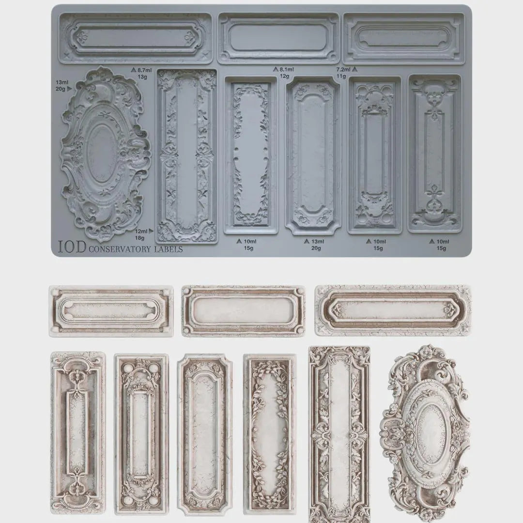 Conservatory Labels 6x10 IOD Mould by Iron Orchid Designs