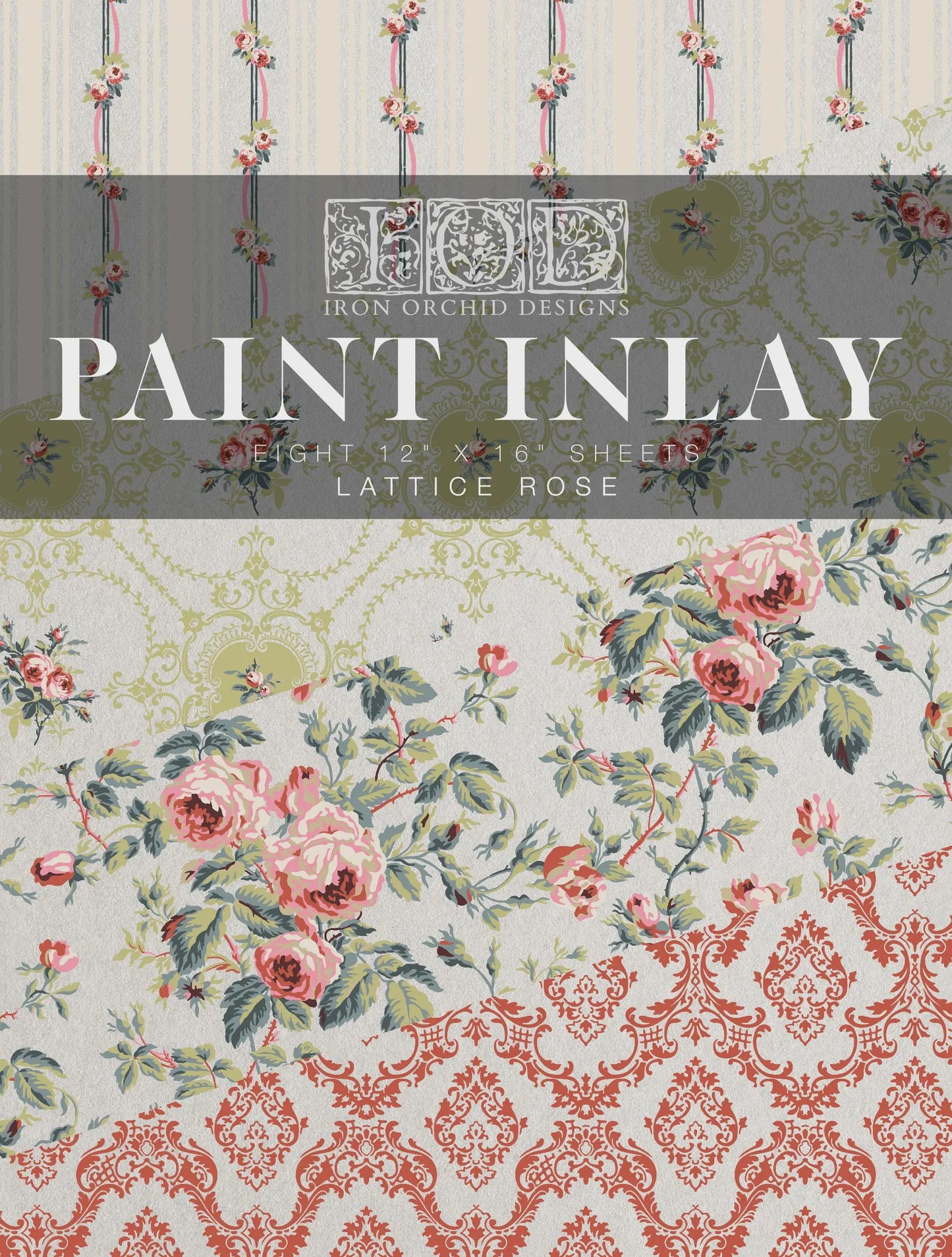 Lattice Rose IOD Paint Inlay 12x16 Pad by Iron Orchid Designs