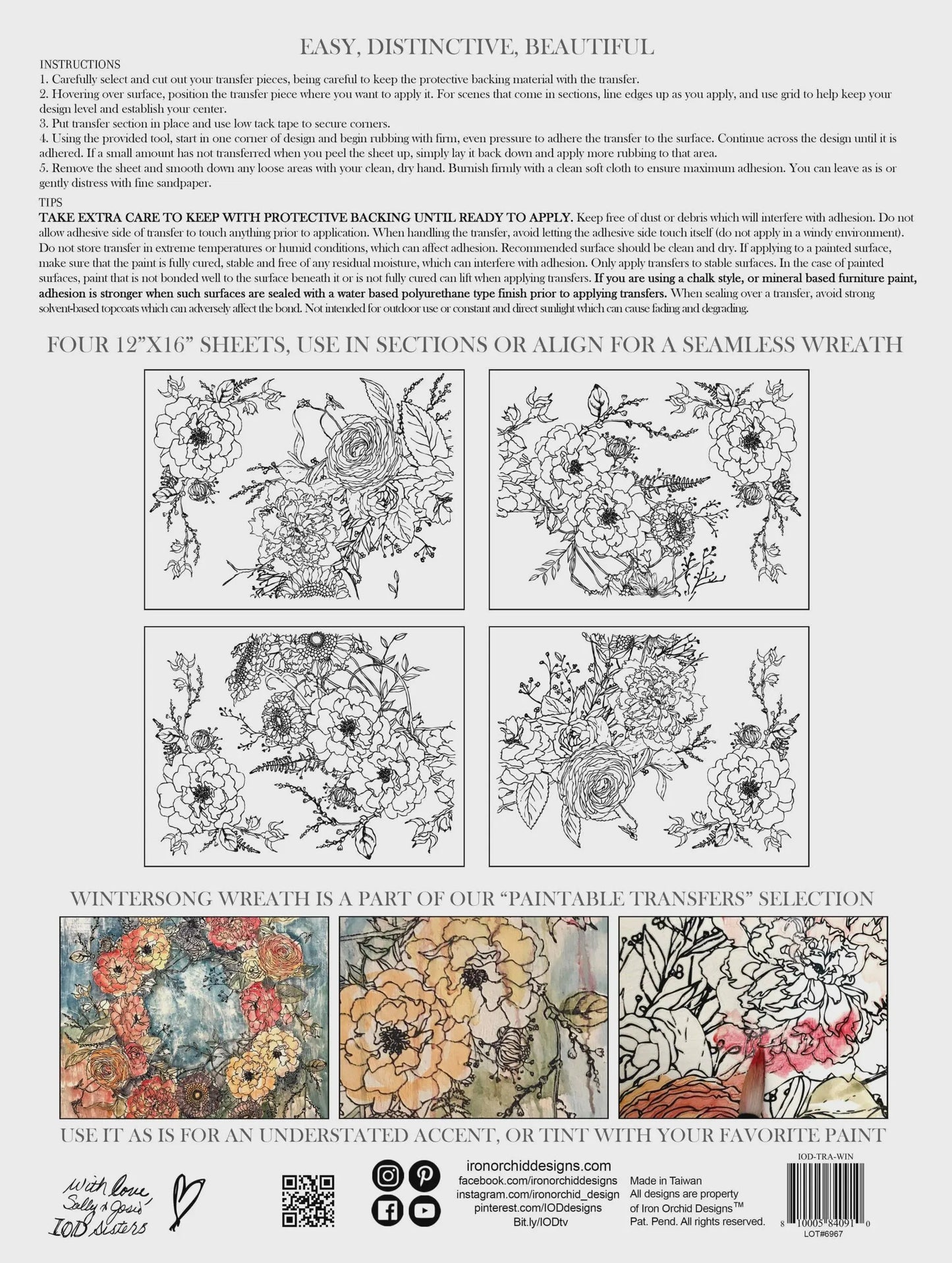 Wintersong Wreath IOD Transfer 12x16 Pad by Iron Orchid Designs (Retired!)