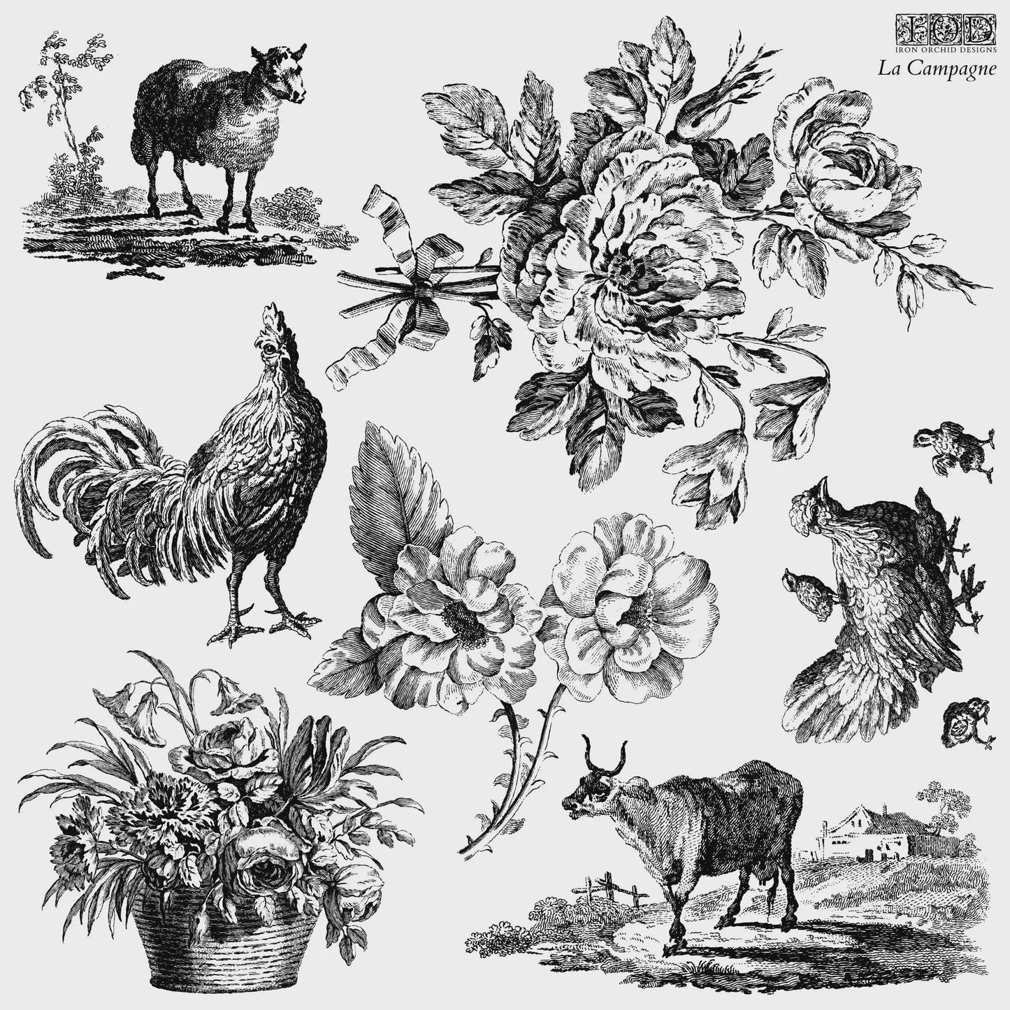 La Campagne 12x12 IOD Decor Stamp by Iron Orchid Designs