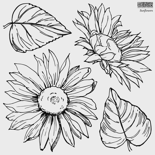 Sunflowers 12x12 IOD Decor Stamp by Iron Orchid Designs