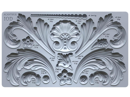 Acanthus 6x10 IOD Mould by Iron Orchid Designs