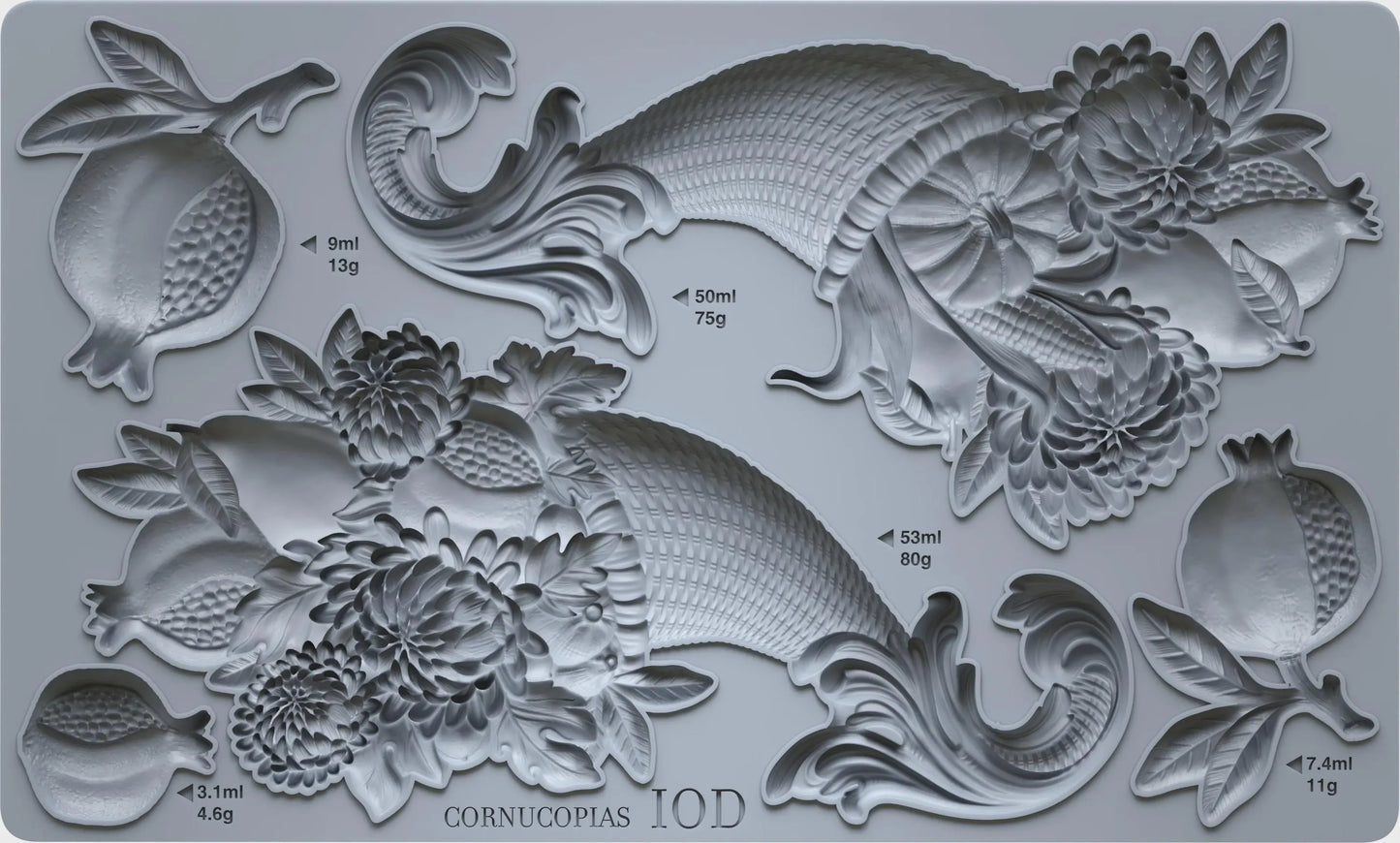 Cornucopias 6x10 IOD Mould by Iron Orchid Designs (NEW!)