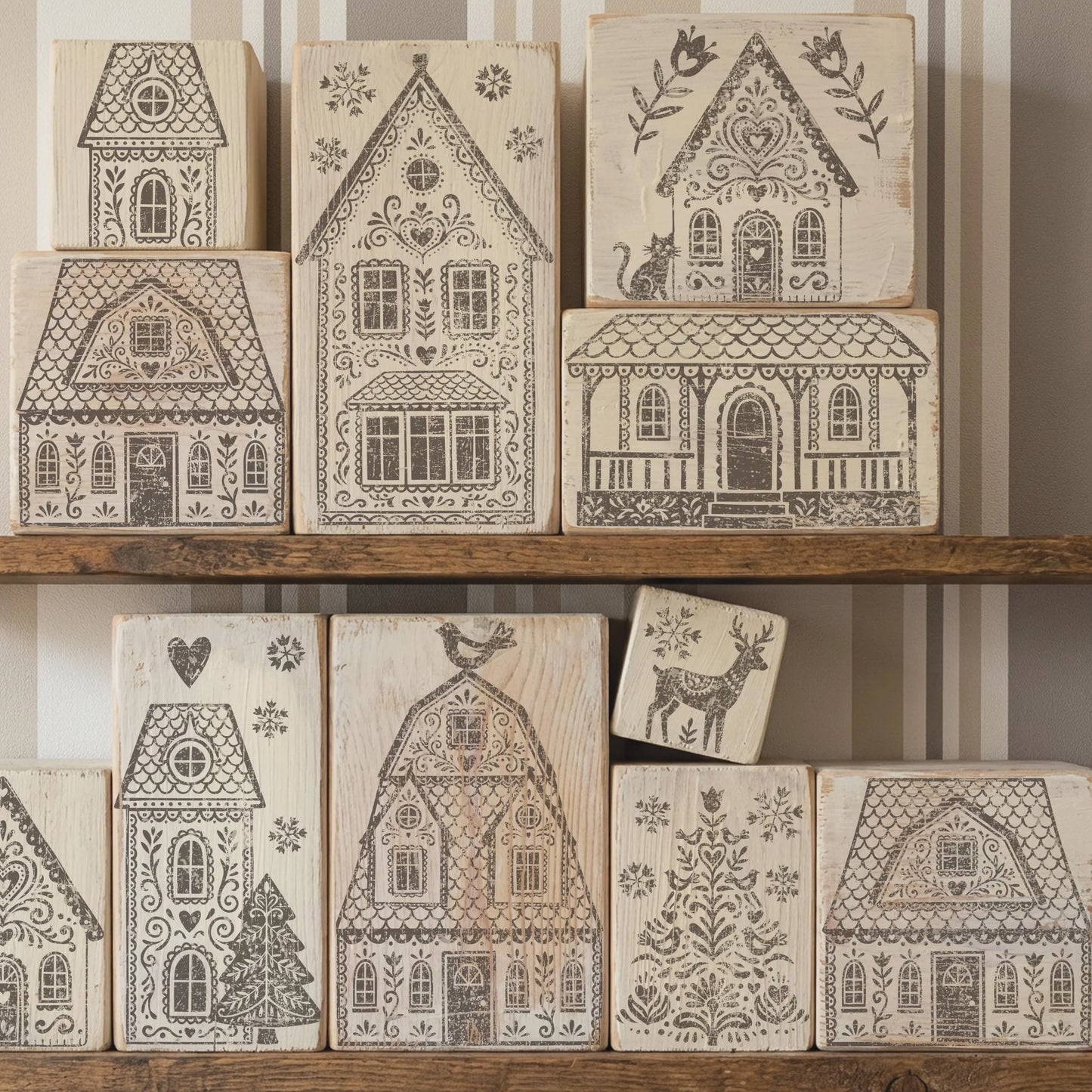 Gingerbread Lane 12x12 IOD Decor Stamp by Iron Orchid Designs (NEW!)