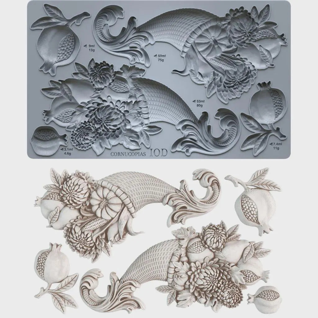 Cornucopias 6x10 IOD Mould by Iron Orchid Designs (NEW!)