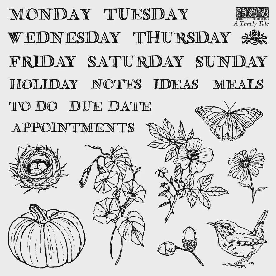 A Timely Tale 6x6 Decor Stamp Set by Iron Orchid Designs (NEW!)