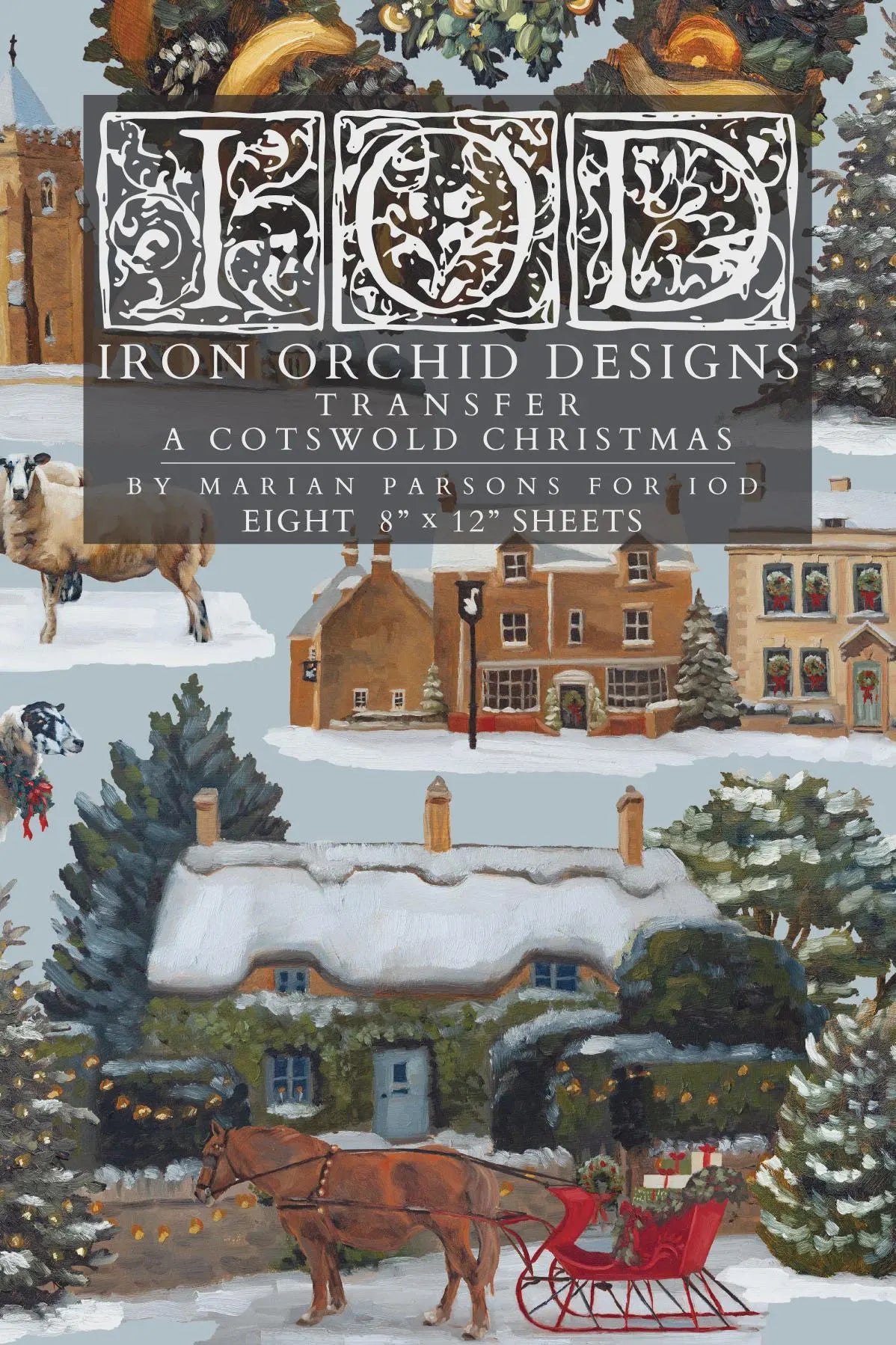 A Cotswold Christmas IOD Transfer 8x12 Pad by Iron Orchid Designs (NEW!)