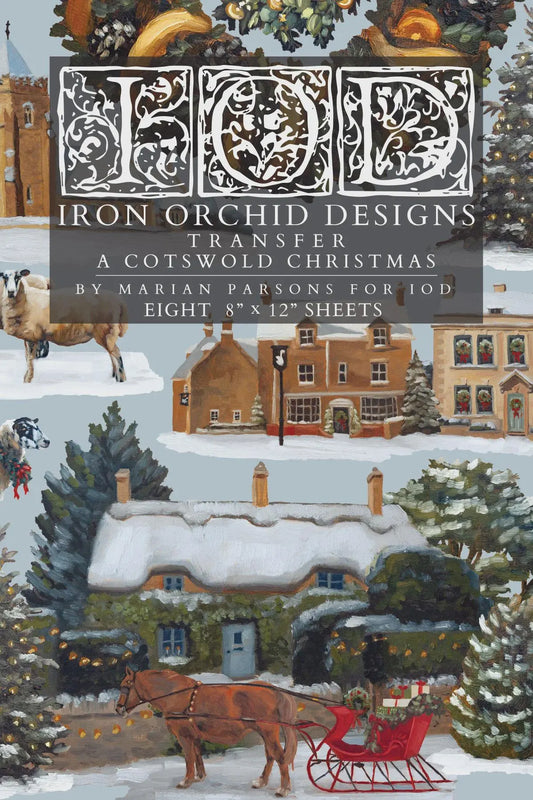 A Cotswold Christmas IOD Transfer 8x12 Pad by Iron Orchid Designs (NEW!)
