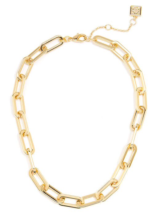 Cable Link Collar Necklace - Gold