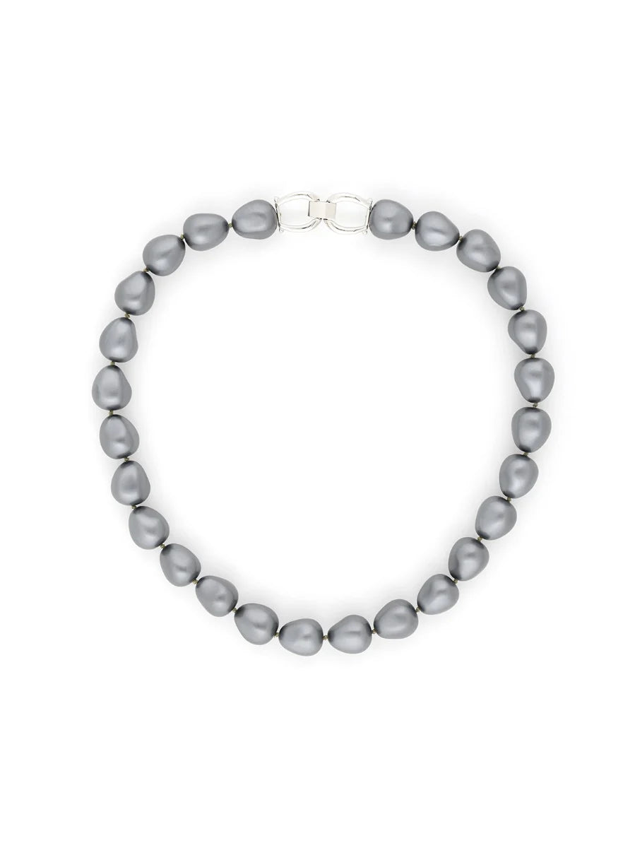 Classically Chic Pearl Strand Necklace - Grey