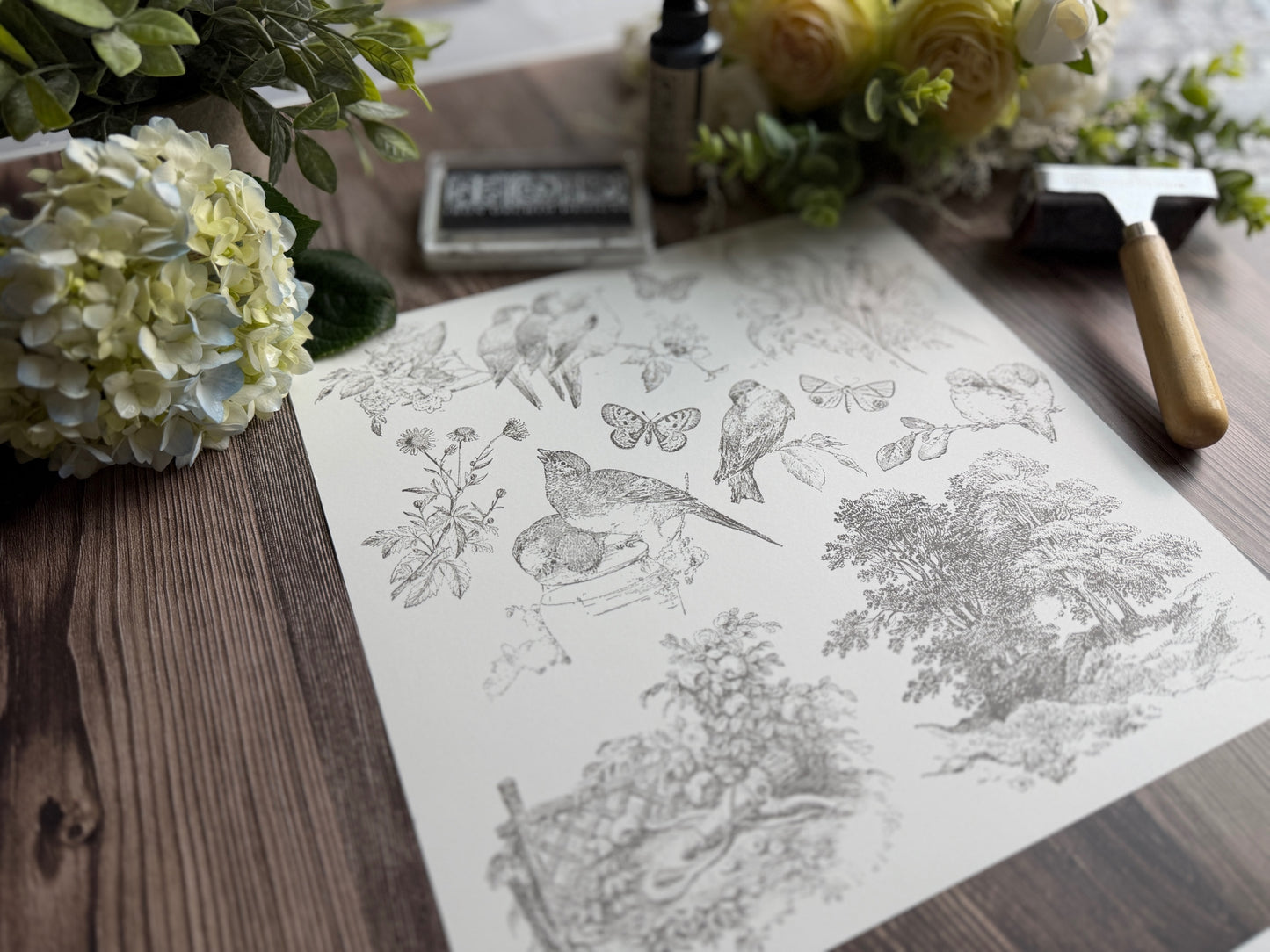 Meadowlark 12x12 IOD Stamp by Iron Orchid Designs