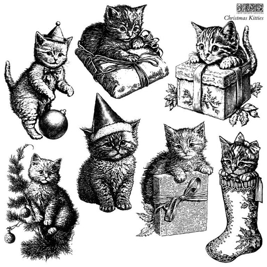 Christmas Kitties 12x12 IOD Decor Stamp by Iron Orchid Designs
