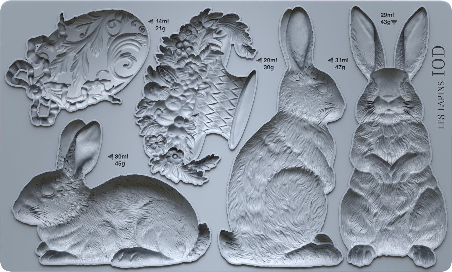 Les Lapins 6x10 IOD Mould by Iron Orchid Designs