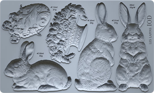 Les Lapins 6x10 IOD Mould by Iron Orchid Designs