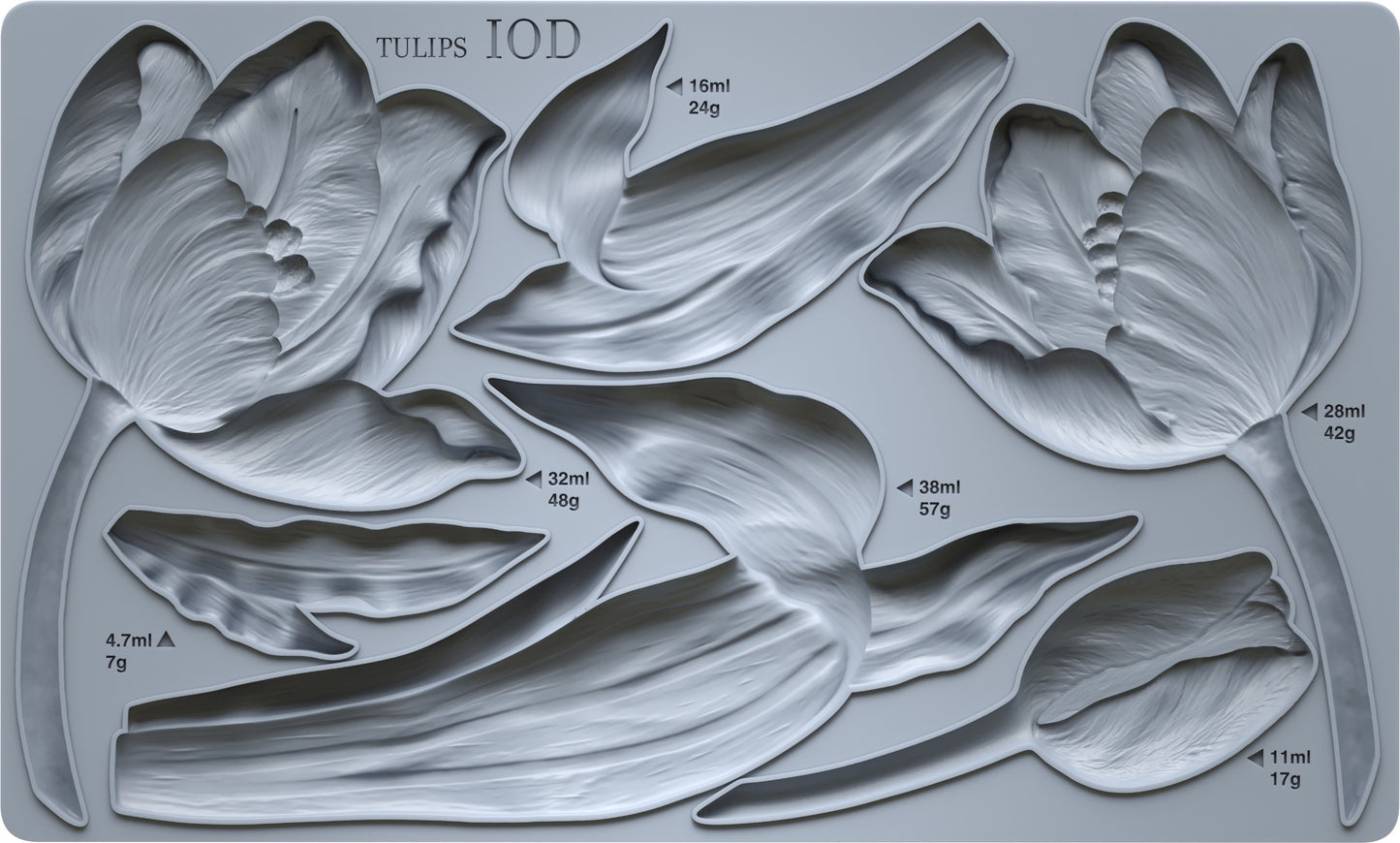 Tulips 6x10 IOD Mould by Iron Orchid Designs