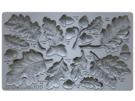 Oak Leaves & Acorns 6x10 IOD Mould by Iron Orchid Designs