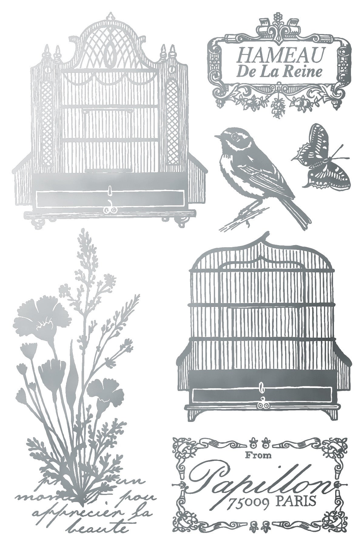 Papillon IOD Foil Transfer 8x12 Pad by Iron Orchid Designs