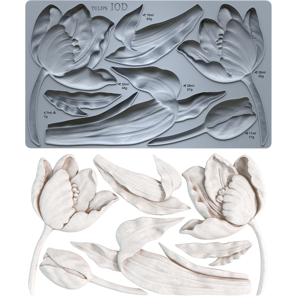 Tulips 6x10 IOD Mould by Iron Orchid Designs