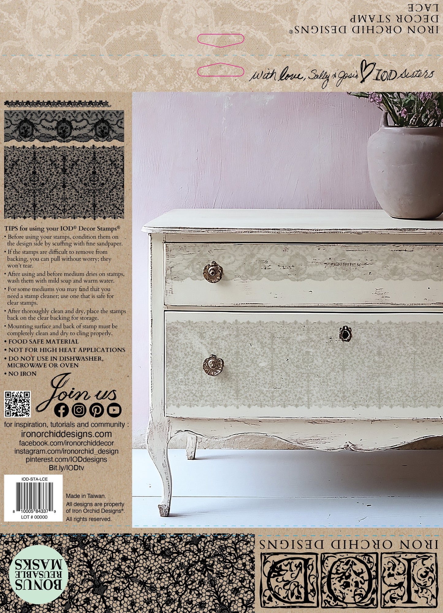 Lace 12x12 IOD Stamp by Iron Orchid Designs (NEW!)