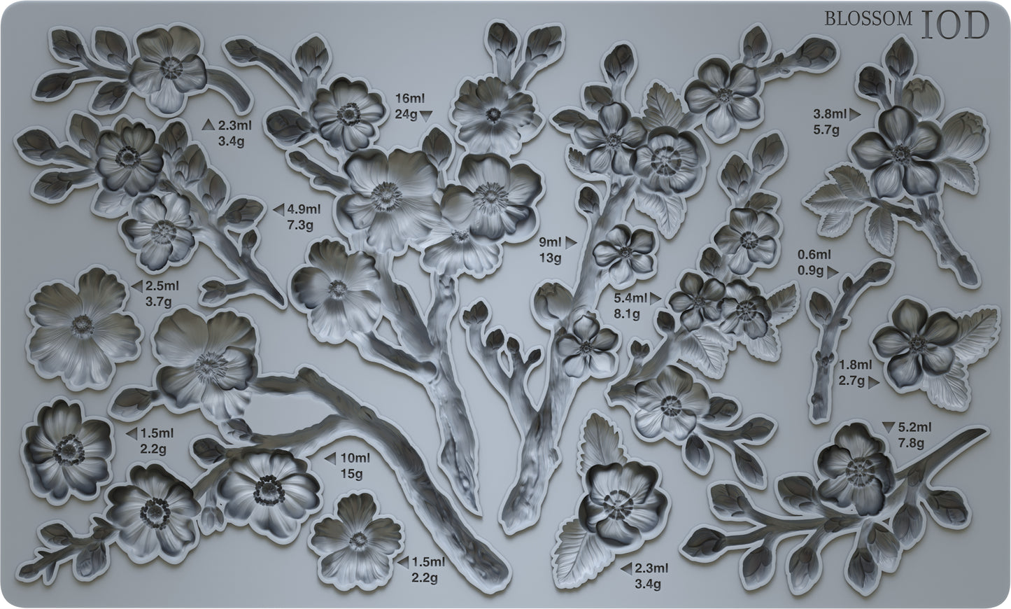 Blossom 6x10 IOD Mould by Iron Orchid Designs