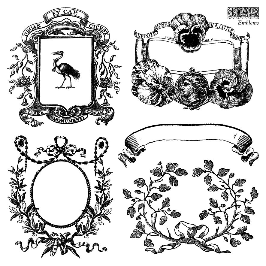 Emblems 6x6 IOD Decor Stamp by Iron Orchid Designs