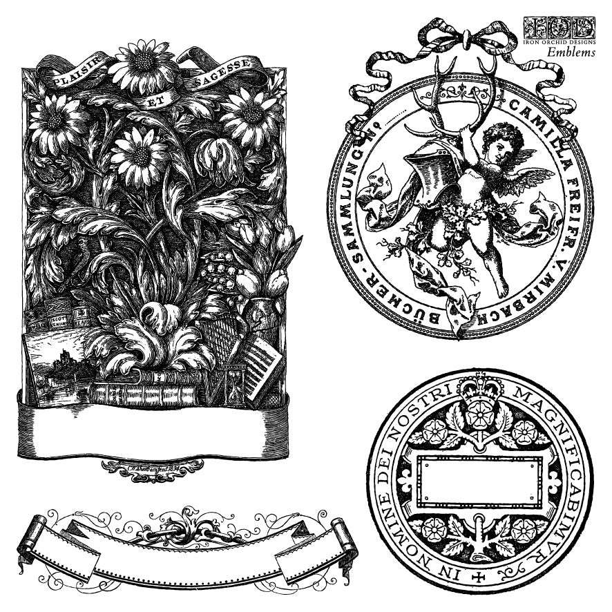 Emblems 6x6 IOD Decor Stamp by Iron Orchid Designs
