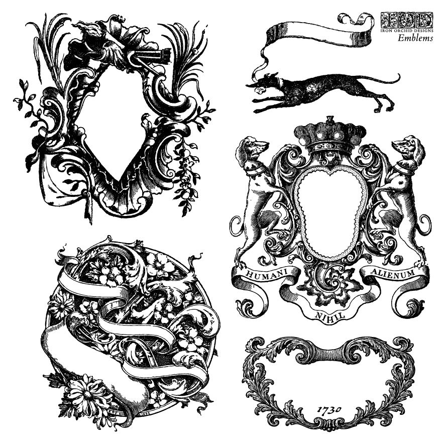 Emblems 6x6 IOD Decor Stamp by Iron Orchid Designs