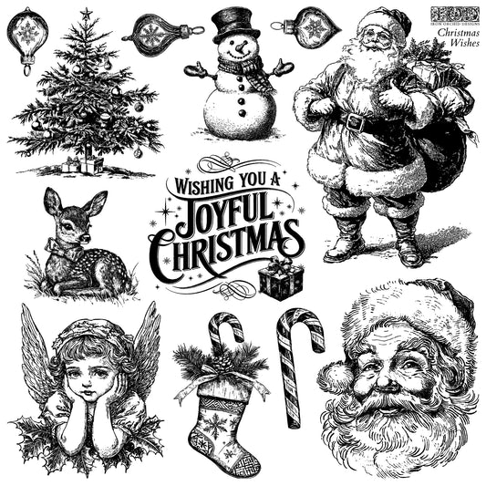 Christmas Wishes 12x12 IOD Decor Stamp by Iron Orchid Designs