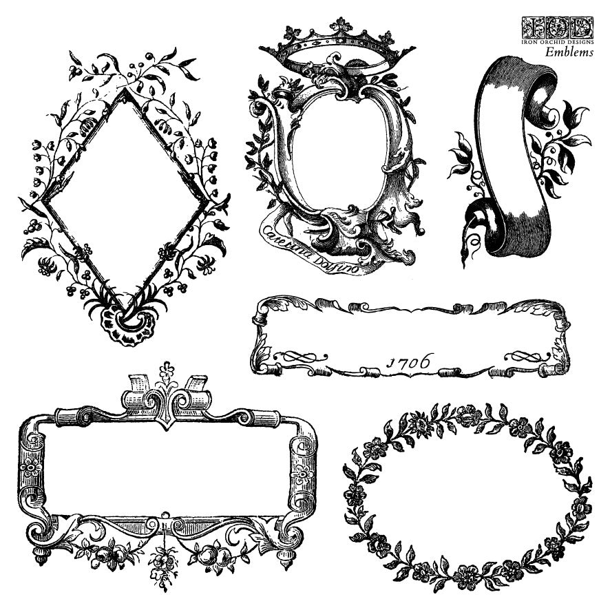 Emblems 6x6 IOD Decor Stamp by Iron Orchid Designs