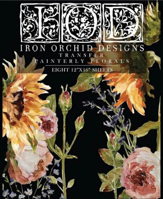 Painterly Florals IOD Transfer 12x16 Pad by Iron Orchid Designs