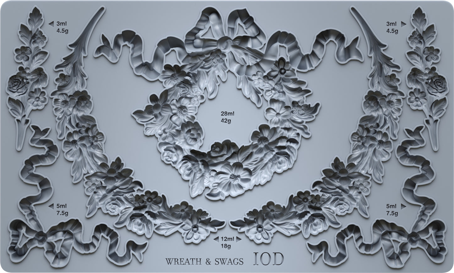 Wreath & Swags 6x10 IOD Mould by Iron Orchid Designs