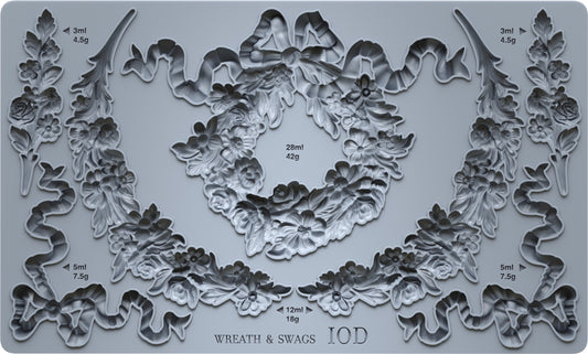 Wreath & Swags 6x10 IOD Mould by Iron Orchid Designs