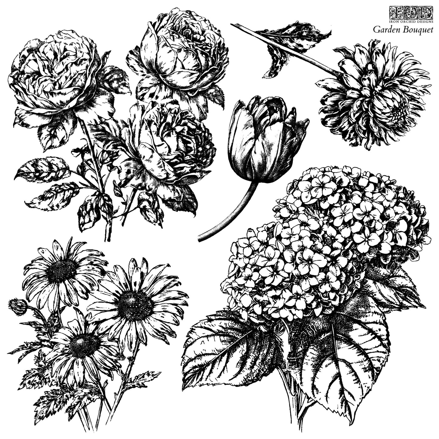 Garden Bouquet 12x12 IOD Decor Stamp by Iron Orchid Designs