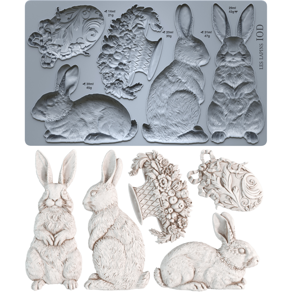Les Lapins 6x10 IOD Mould by Iron Orchid Designs