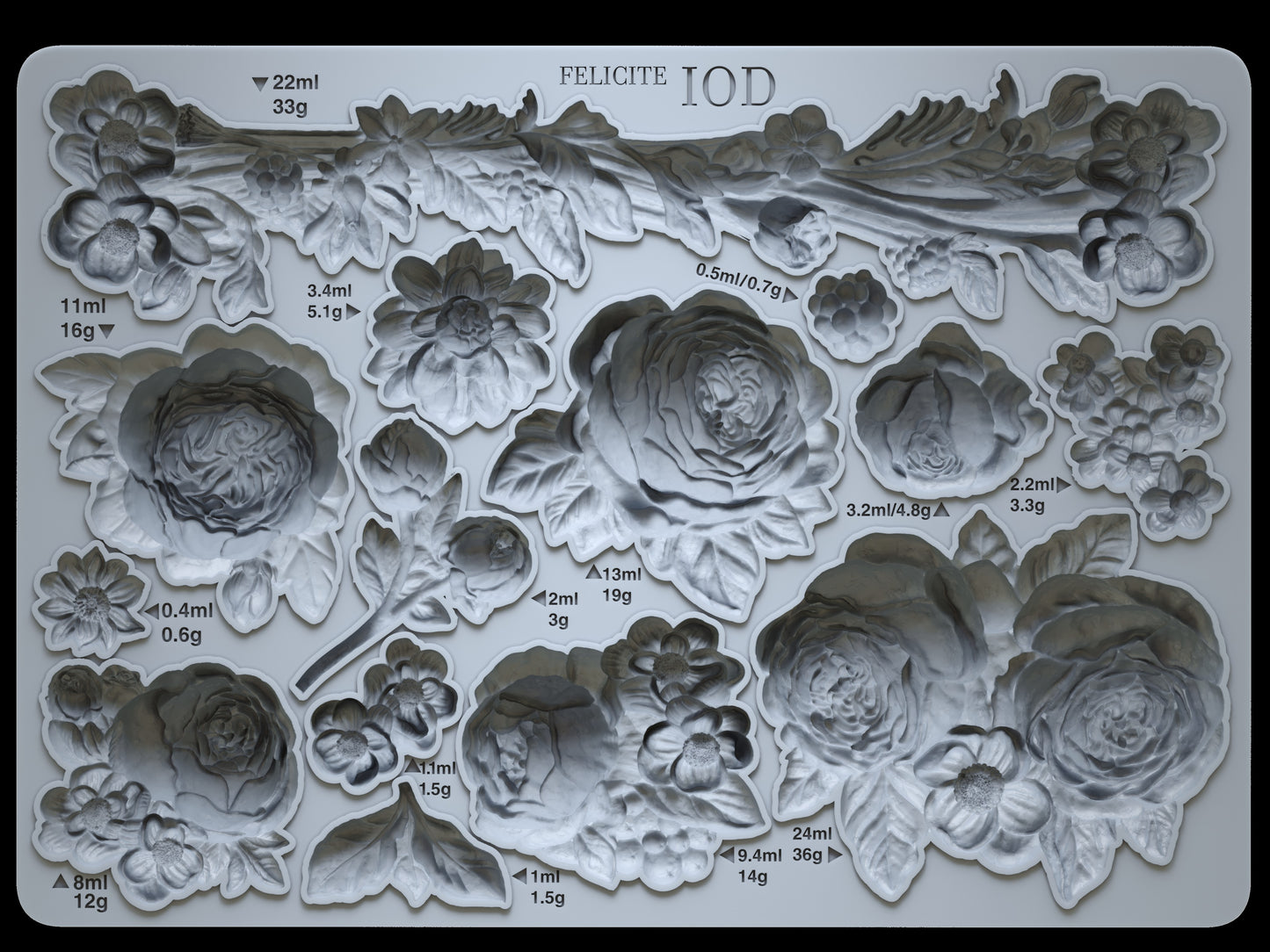 Felicite 5x7 IOD Mould by Iron Orchid Designs